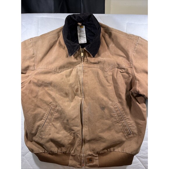 Carhartt J14 BRN Embroidered Jacket Workwear 2XL Regular - Picture 1 of 6